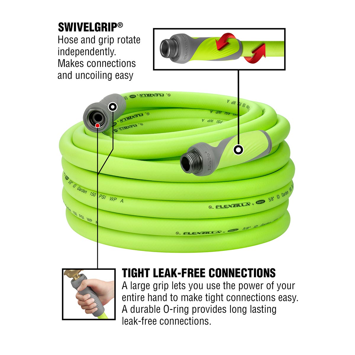 Flexzilla¬Æ Garden Hose 3/4" x 75' 3/4" - 11 1/2 GHT Fittings ZillaGreen¬Æ