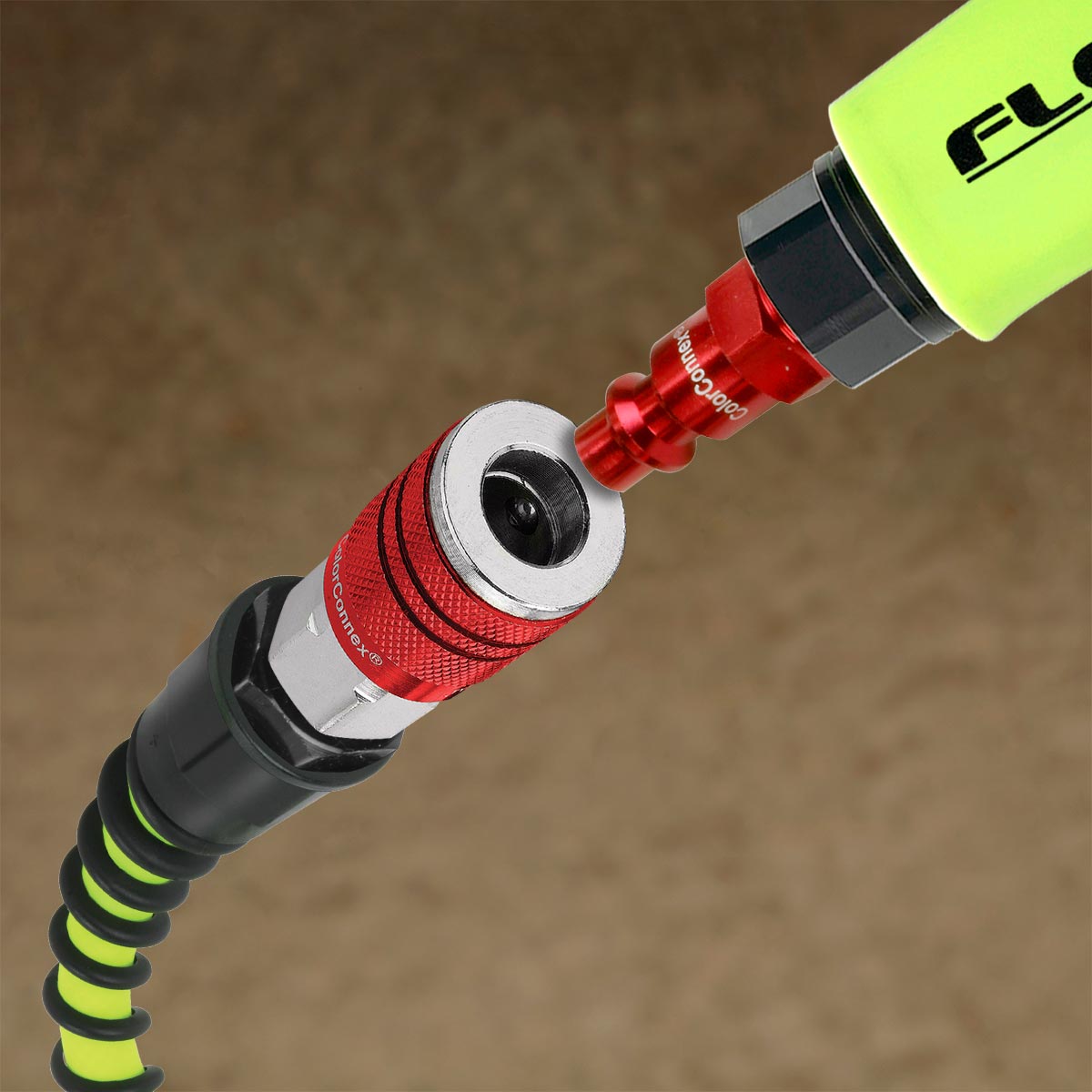 Flexzilla Heavy Duty Lightweight Air Hose 3/8" x 25' with ColorConnex Coupler and Plug - (Red) Ty