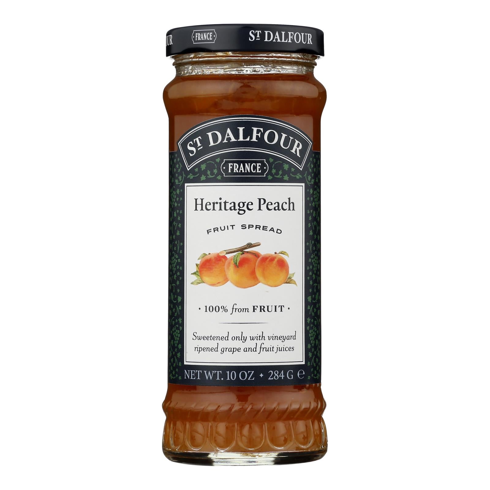 St Dalfour Fruit Spread - Deluxe - 100 Percent Fruit - Golden Peach - 10 oz - Case of 6