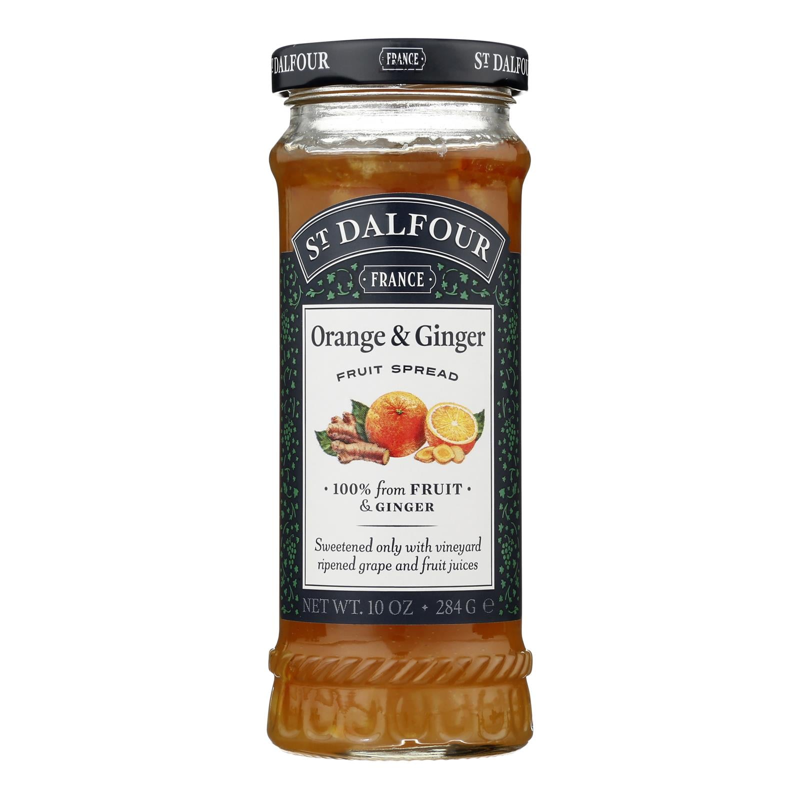 St Dalfour Fruit Spread - Deluxe - 100 Percent Fruit - Ginger and Orange Marmalade - 10 oz - Case of 6