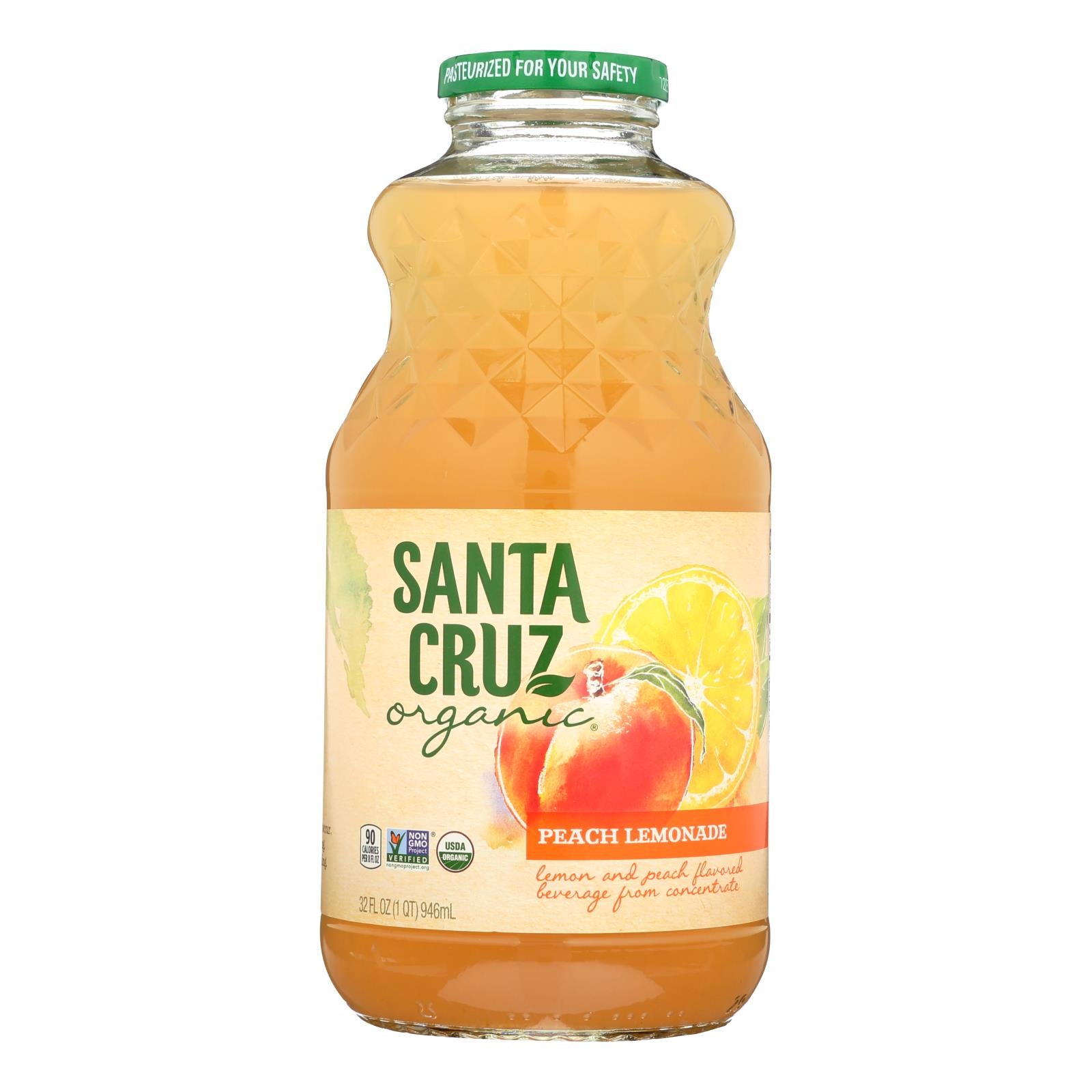 Santa Cruz Organic Lemonade Juice - Peach - Case of 12 - 32 Fl oz.