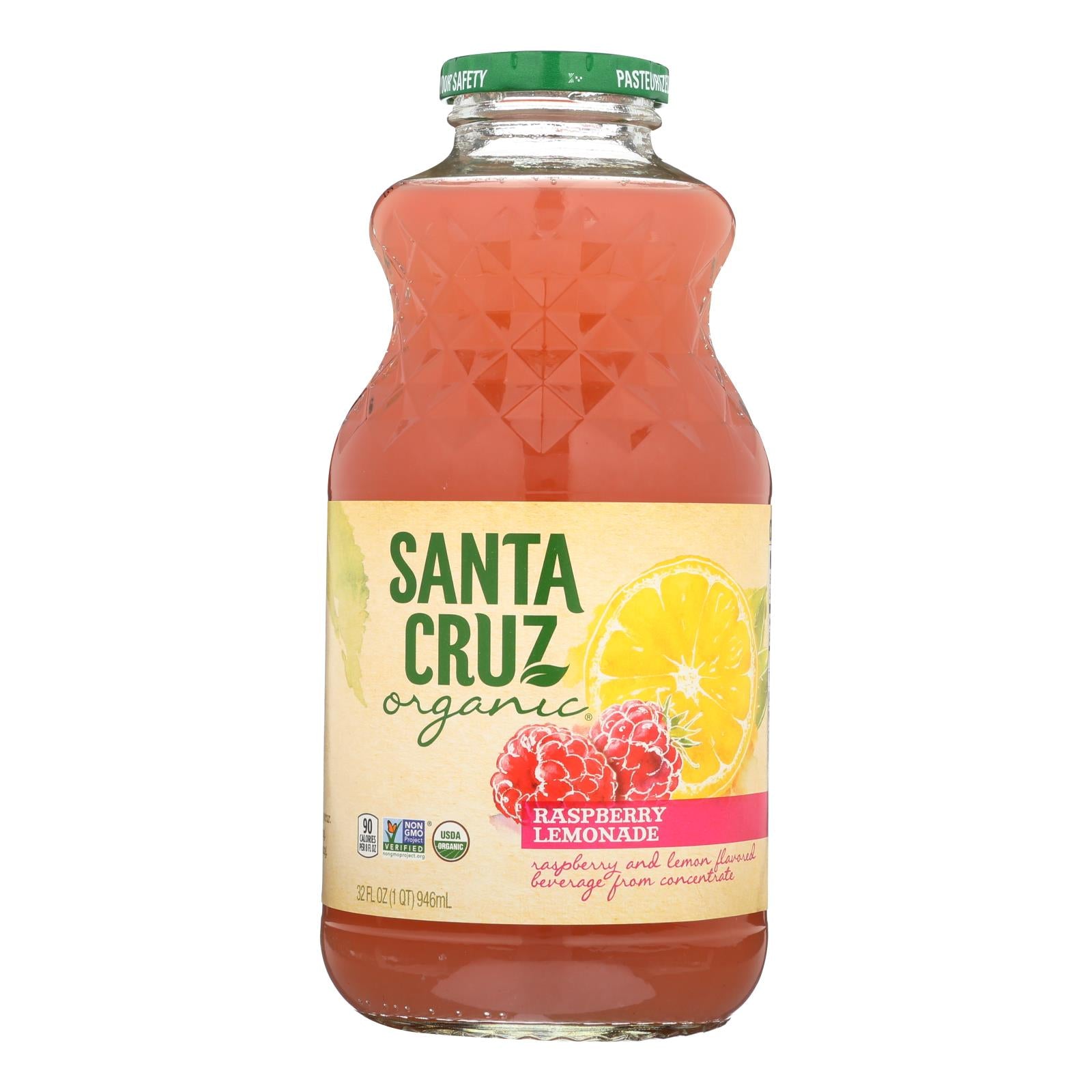 Santa Cruz Organic Lemonade Juice - Raspberry - Case of 12 - 32 Fl oz.