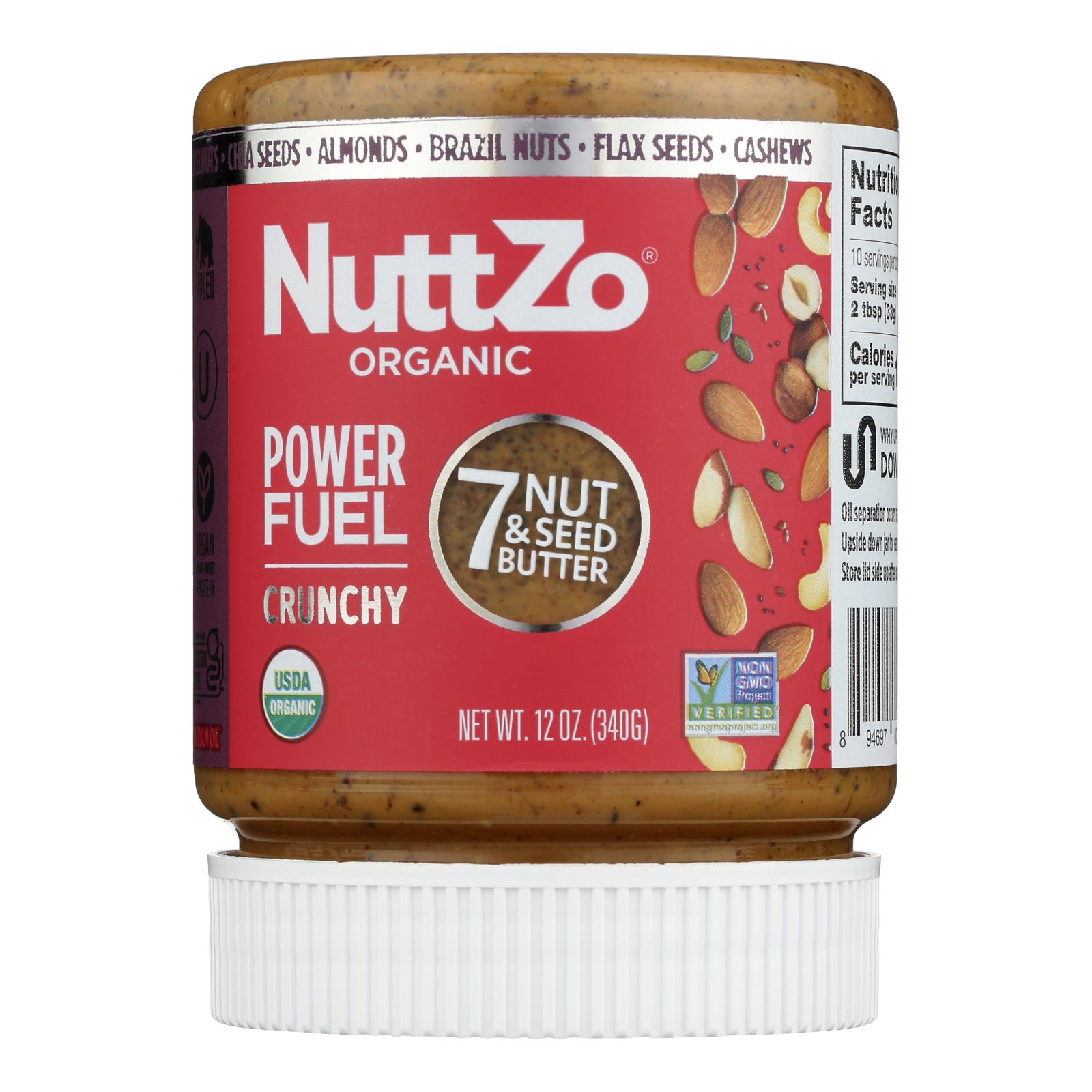 Nuttzo Seven Nut & Seed Butter Power Fuel Crunchy  - Case of 6 - 12 OZ