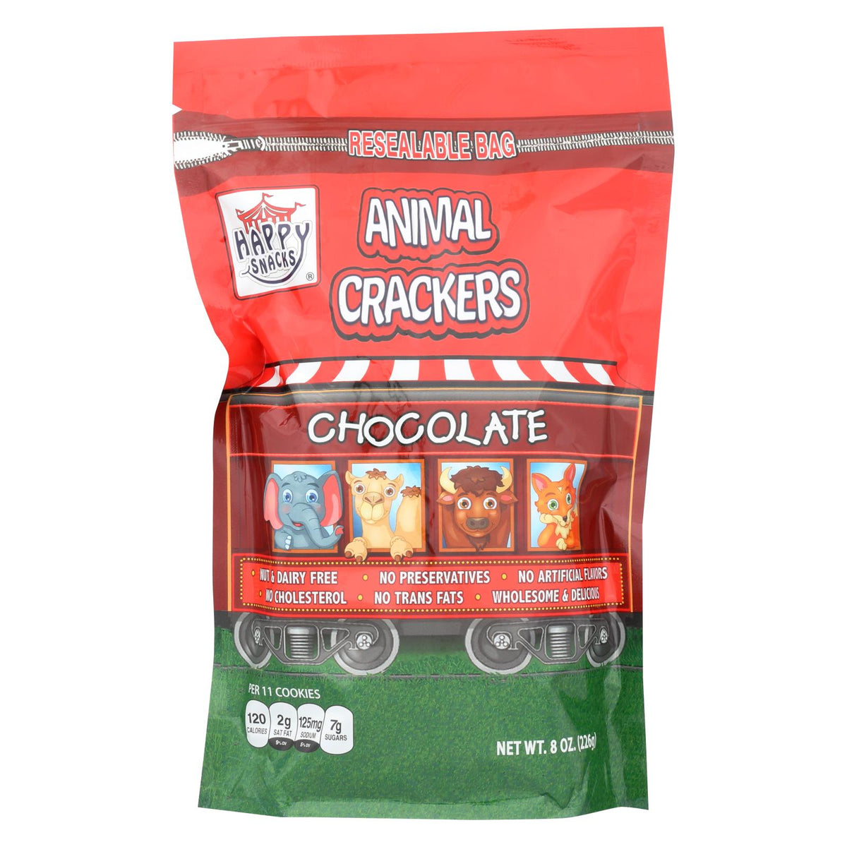 Happy Snacks - Crckrs Circus Anml Chocolate  Bg - Case of 6 - 8 OZ