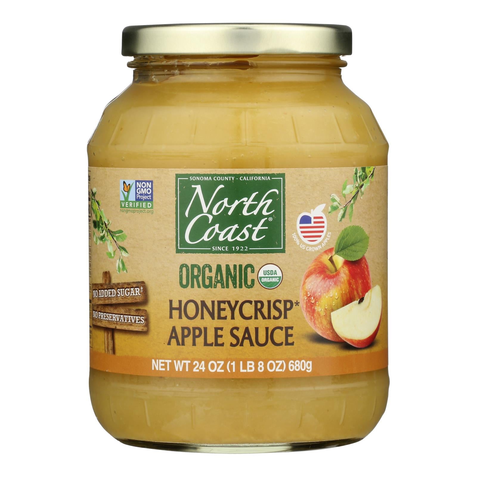 North Coast Organic Honeycrisp Apple Sauce  - Case of 6 - 24 OZ