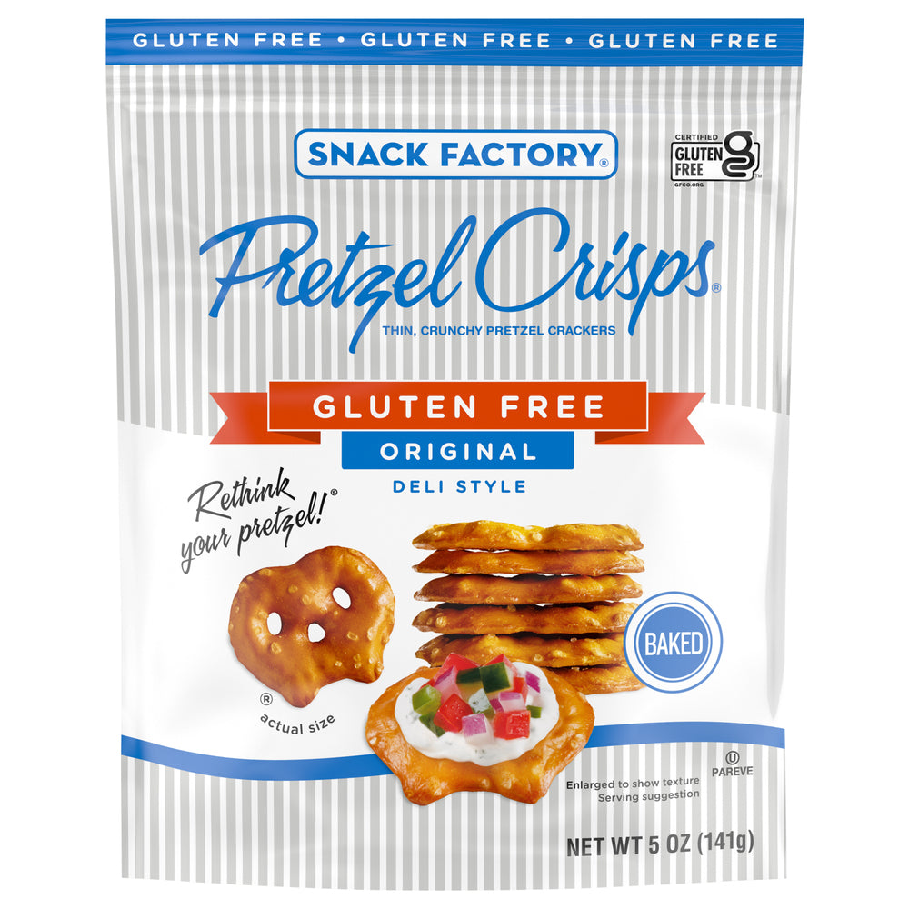 Snack Factory Gluten Free Deli Style Original Pretzel Crisps 5 oz - Case of 12