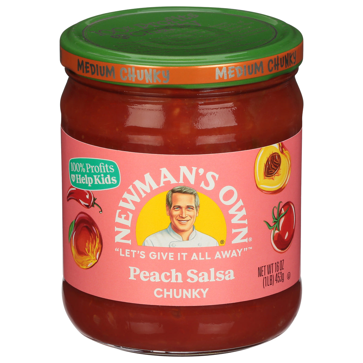 Newman's Own Medium Chunky Peach Peach Salsa 16 oz - Case of 8