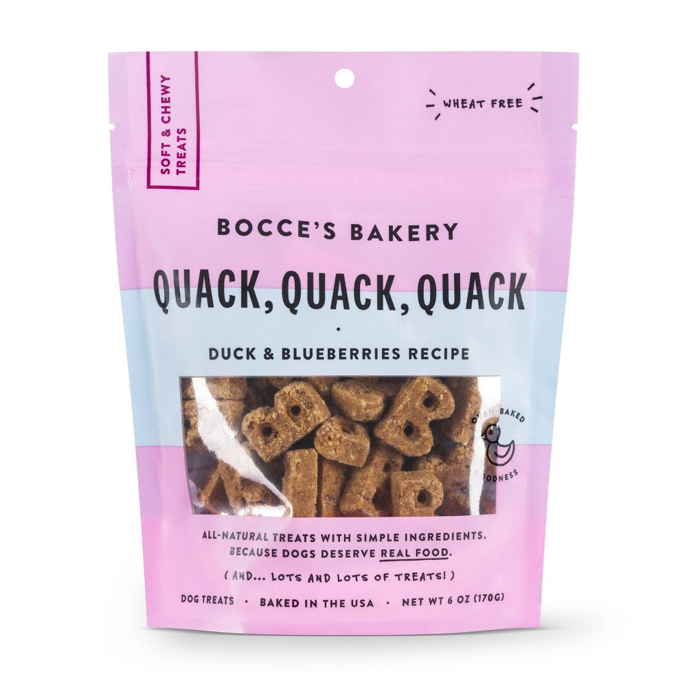 Bocce's Bakery Quack Quack Quack in Duck Flavor Soft and Chewy Dog Treats - 6oz - Case of 12