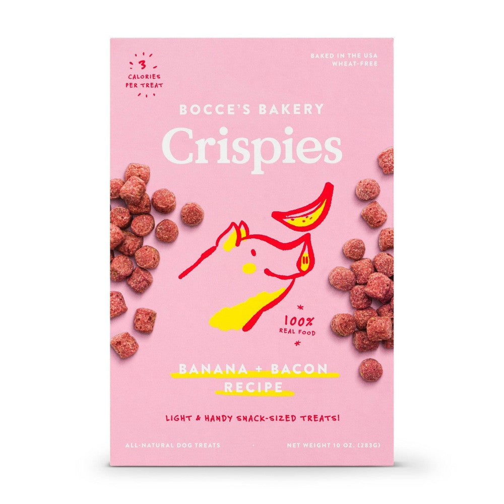 Bocces Bakery All-Natural Crispies Banana + Bacon Recipe Dog Treats 10 oz - Case of 6