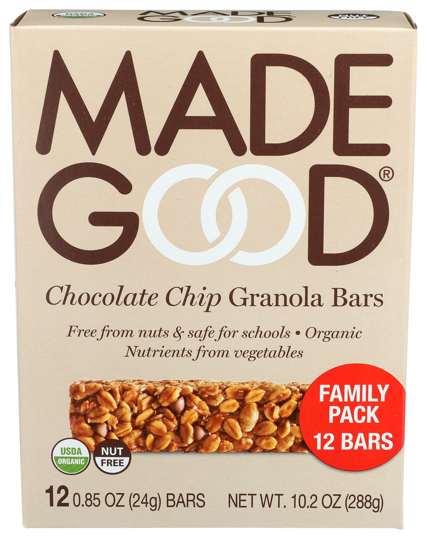 MadeGood Family Pack Chocolate Chip Granola Bars Family Pack 12 - 0.85 oz Wrappers - Case of 6