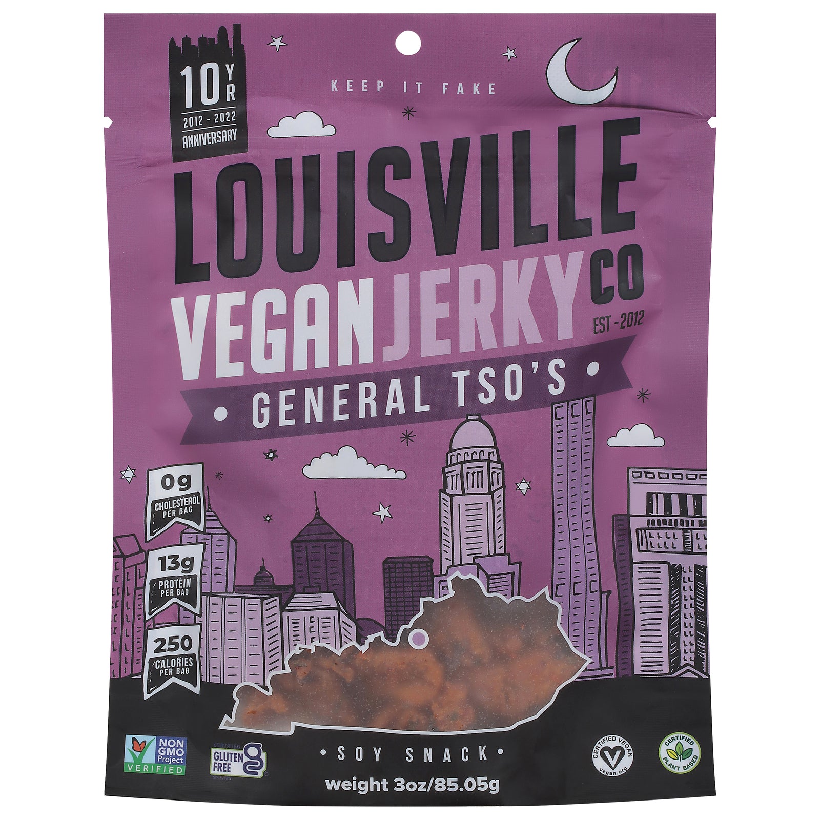 Louisville Vegan Jerky - Jerky Vegan Gnnrl Tso's - CS of 10-3 OZ