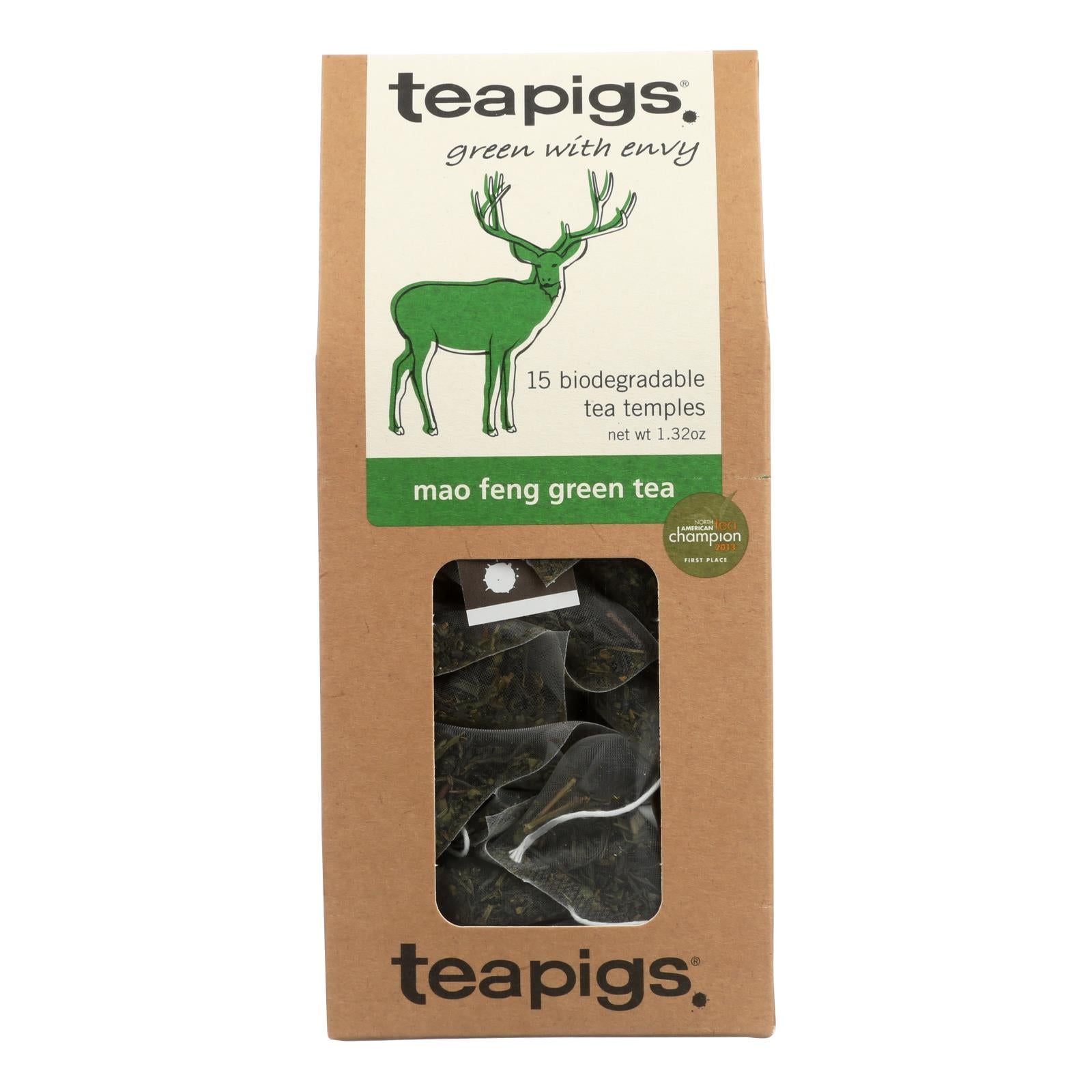 Teapigs Mao Feng Green Tea 15-2.5 g Tea Temples Box - Case of 6