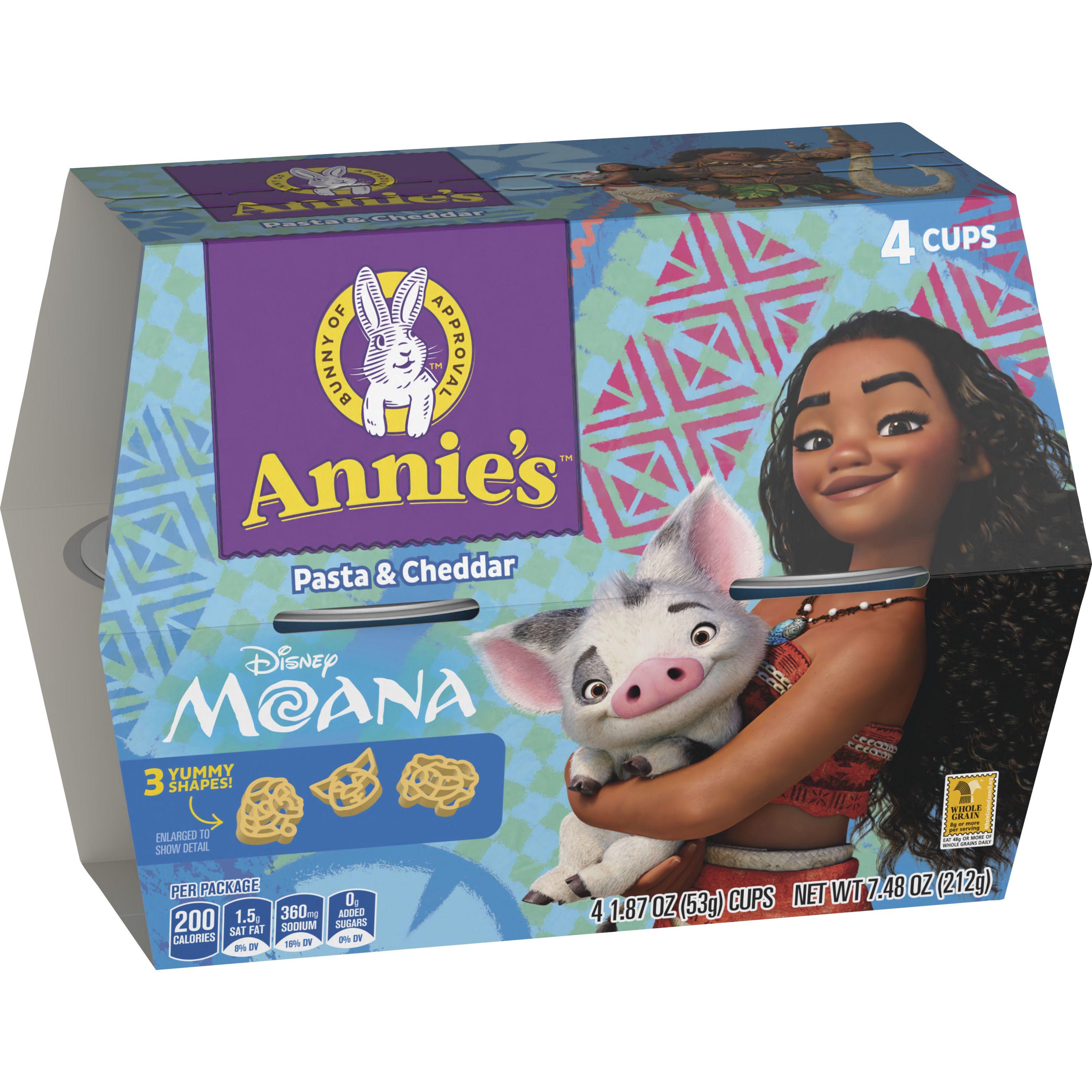 Annie's Disney Moana Pasta & Cheddar Microwave Cup 4 Pack, 7.48 OZ - Case of 6
