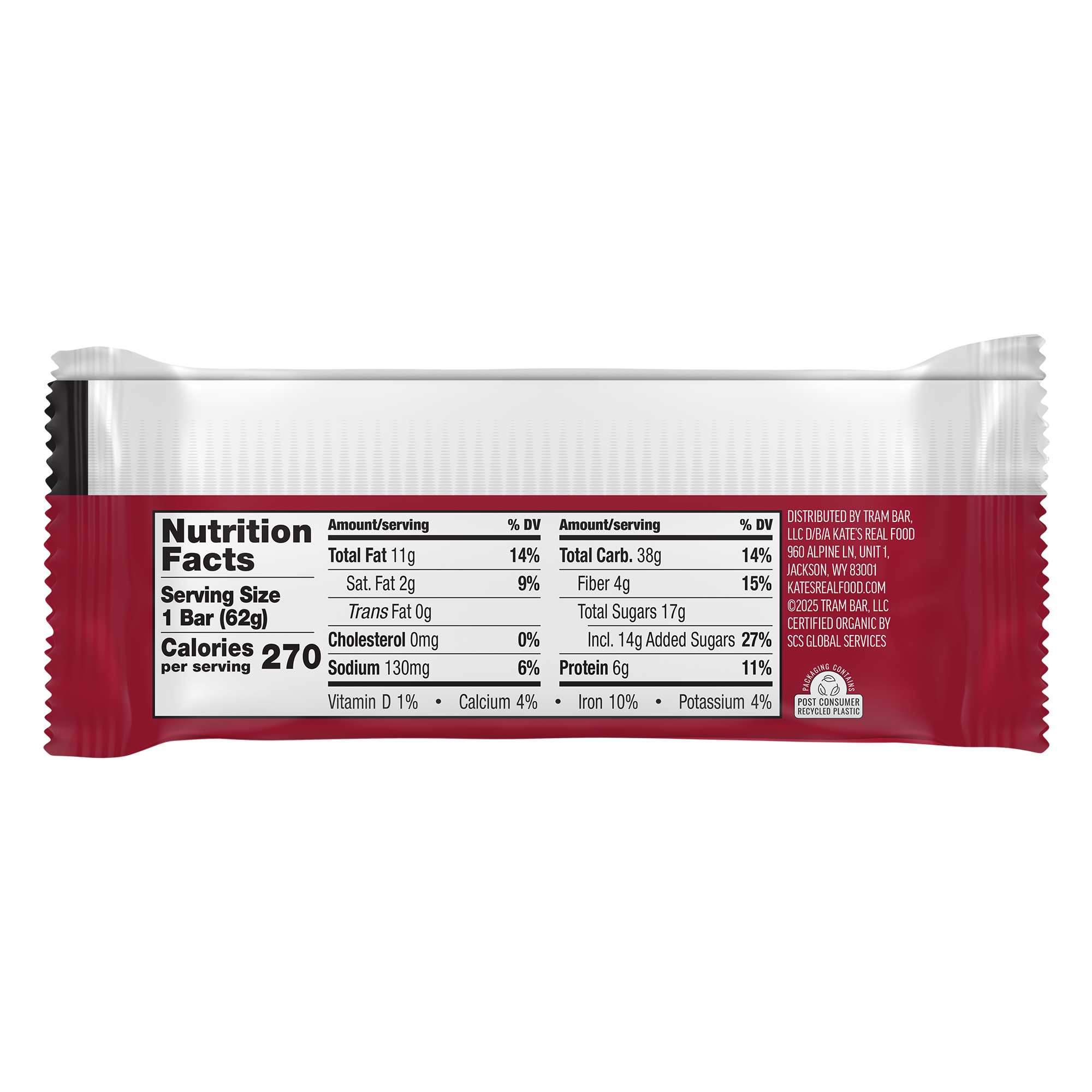 Kate's Real Food Dark Chocolate and Cherry Energy Bars, 12-Pack, 2.2 Oz Each