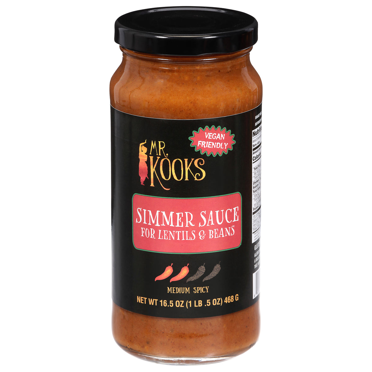 Mr. Kooks Medium Spicy Simmer Sauce for Lentils & Beans 16.5 oz - Case of 6