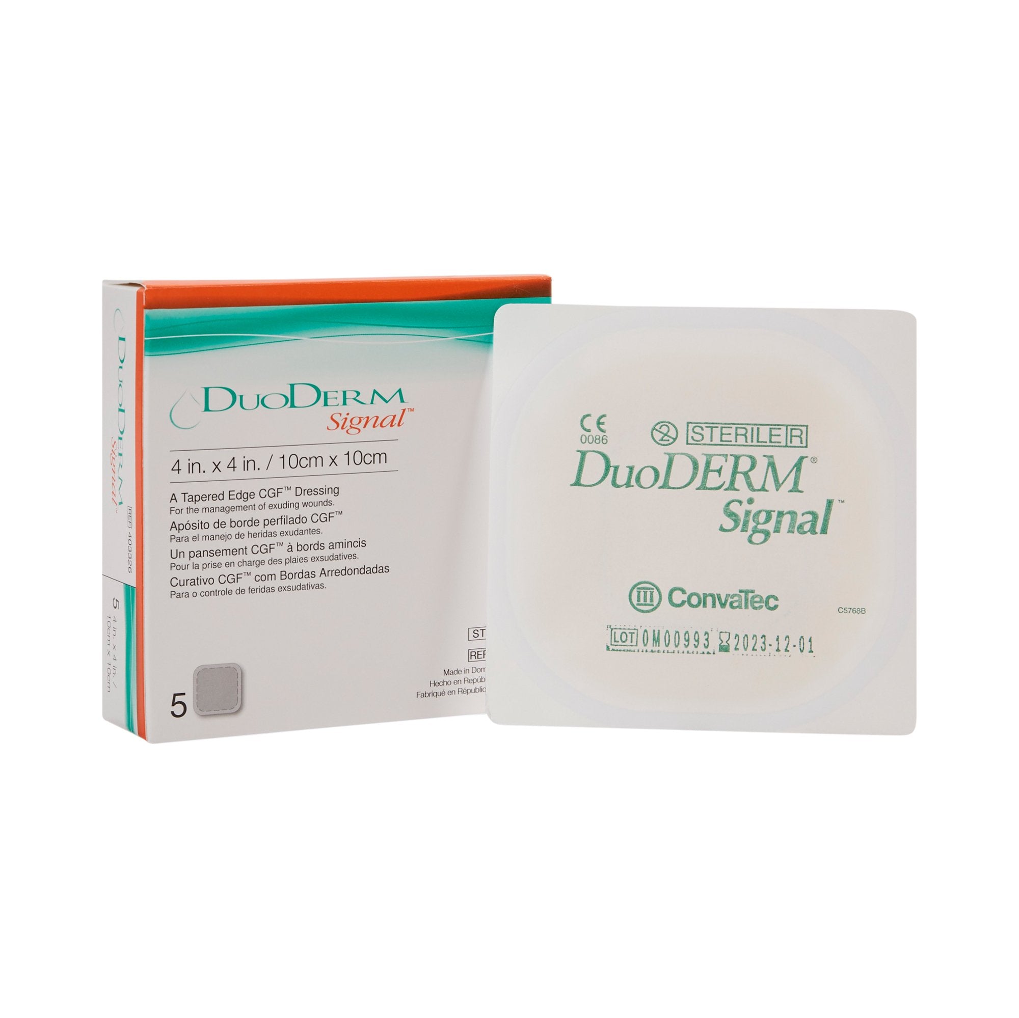 ConvaTec - Hydrocolloid Dressing DuoDERM® Signal® CGF® Foam Backing 4 X 4 Inch Square Hydrocolloid [5/BX]