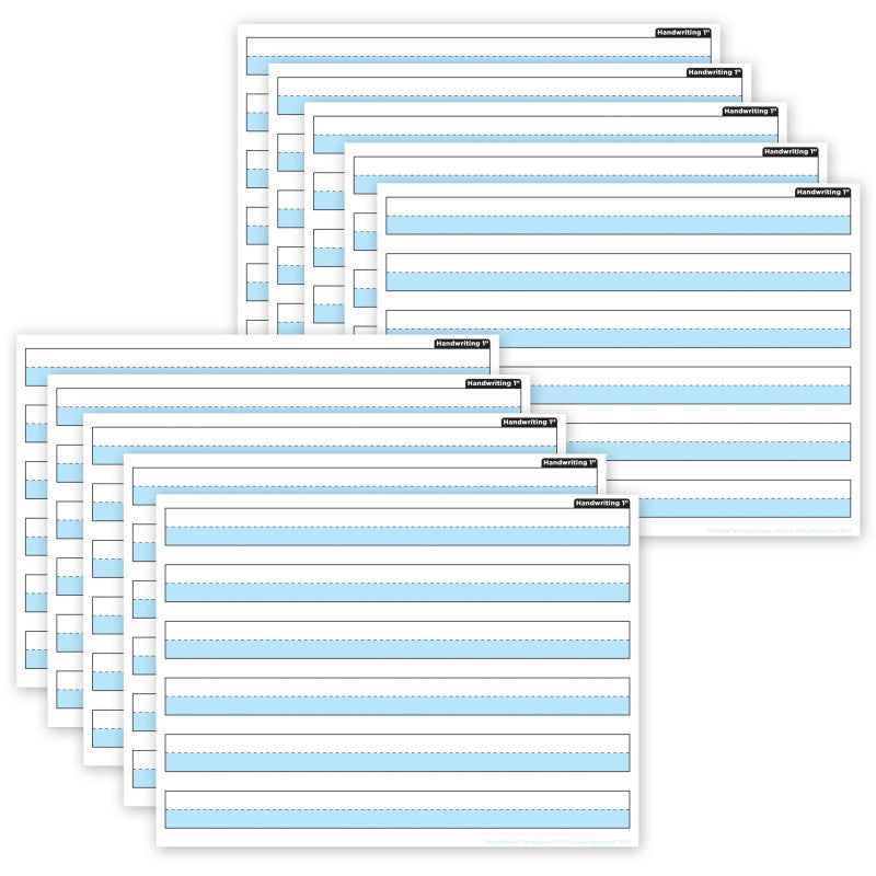ASHLEY PRODUCTIONS - Smart Poly® PosterMat Pals™ Space Savers, 13" x 9-1/2", 1" Handwriting Highlighted Blue, Pack of 10