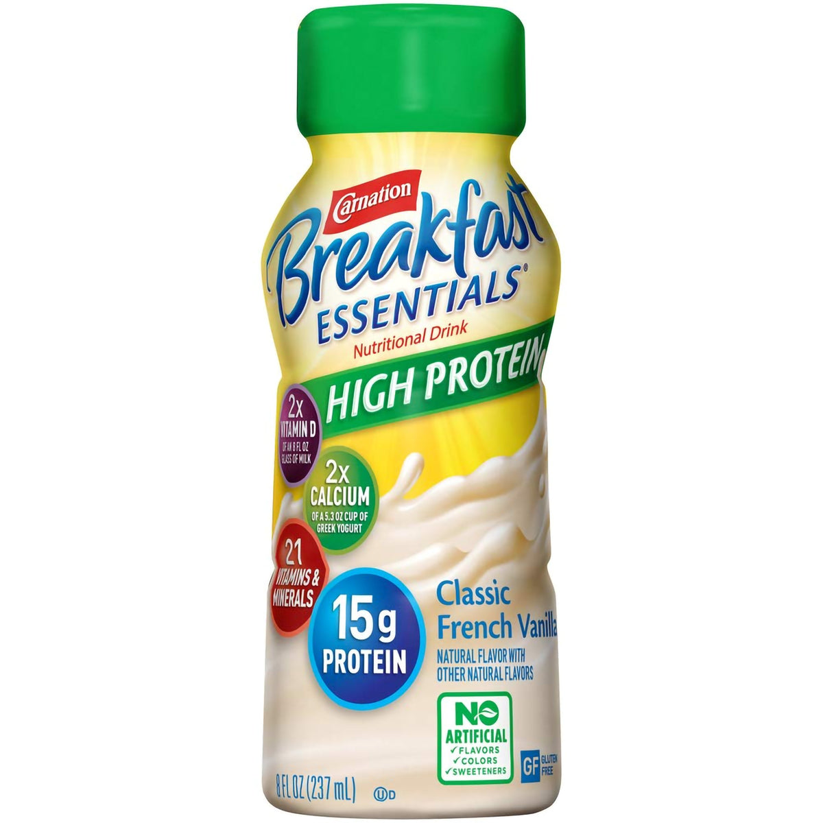Nestle Clinical Nutritional - Oral Supplement Carnation Breakfast Essentials® High Protein Classic French Vanilla Flavor Liquid 8 oz. Bottle [24/CS]