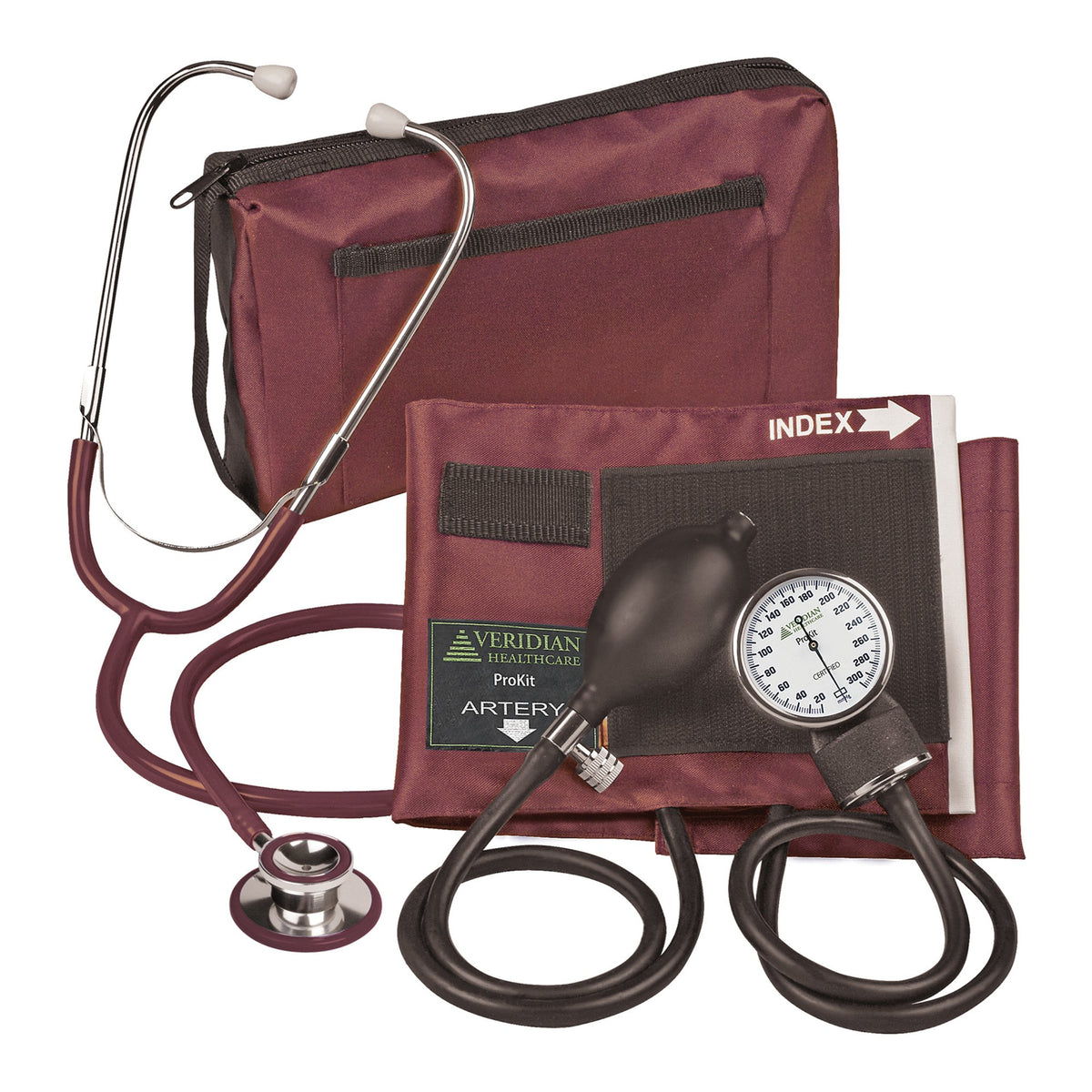 Veridian Healthcare LLC - Reusable Aneroid / Stethoscope Set Veridian 27.9 to 41.6 cm Adult Cuff Dual Head General Exam Stethoscope [1/EA] (1226091_EA)