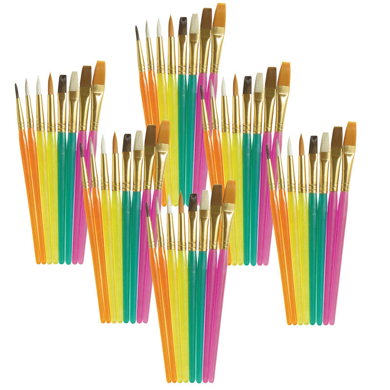 CREATIVITY STREET - Acrylic Paint Brush Assortment, Assorted Colors & Sizes, 8 Per Pack, 6 Packs