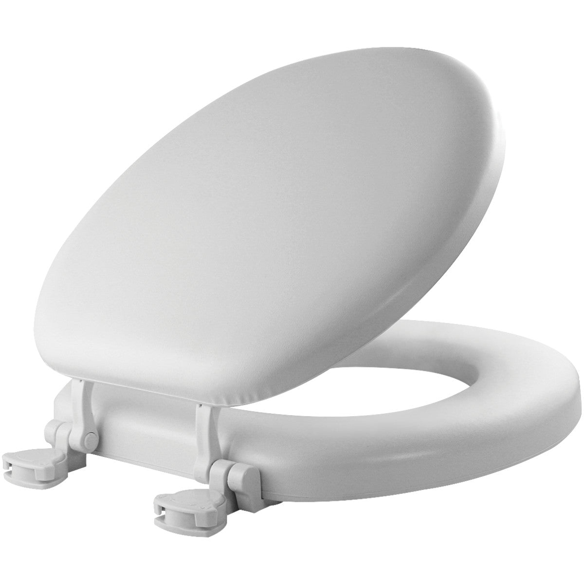 Mayfair Round Cushioned Vinyl Soft Toilet Seat in White with STA-TITE® Seat Fastening System and Easy•Clean® Hinge