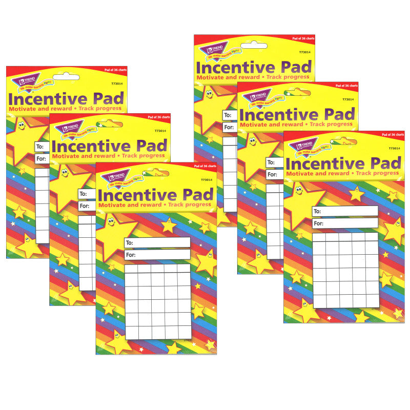 TREND - Stars Incentive Pad, 36 Sheets Per Pad, Pack of 6