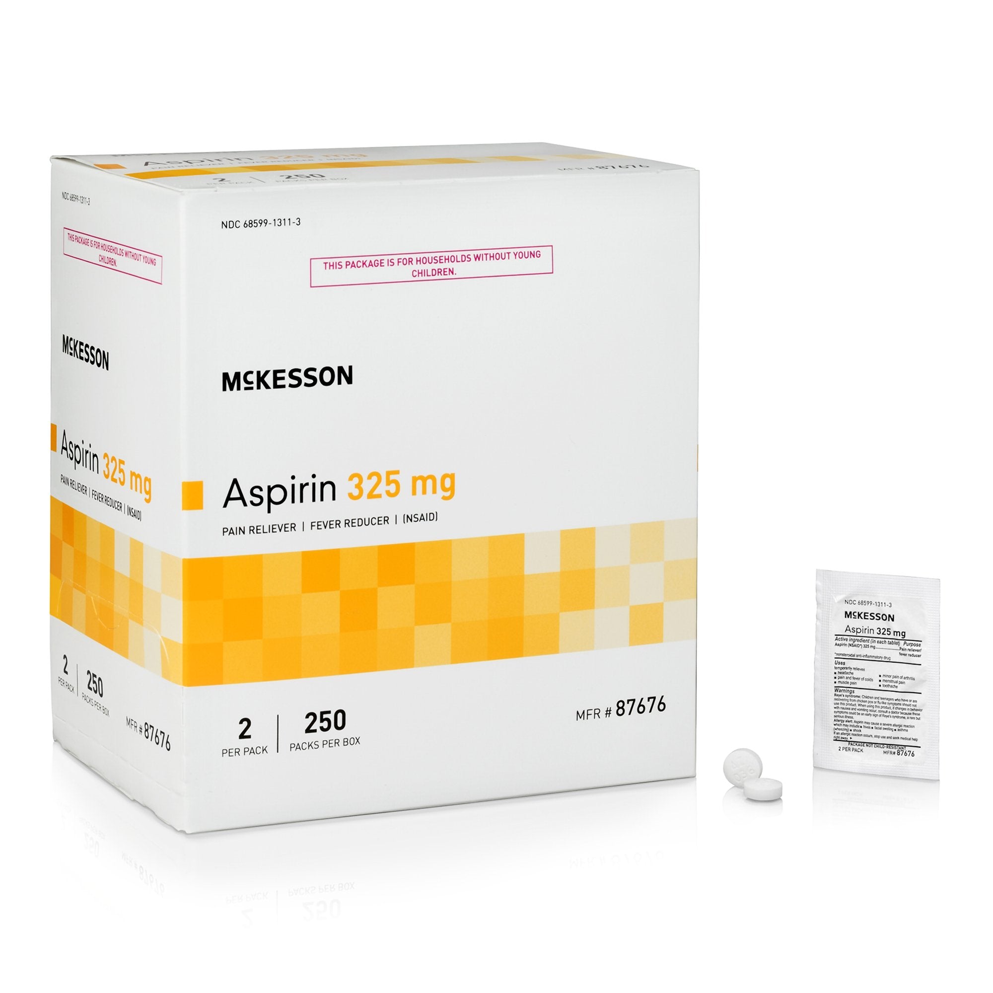 McKesson Brand - Pain Relief McKesson 325 mg Strength Aspirin Tablet 250 per Box [250/BX]