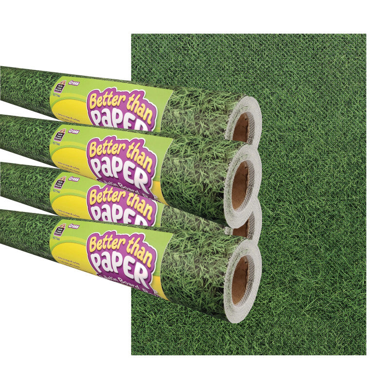 TEACHER CREATED RESOURCES - Grass Better Than Paper Bulletin Board Roll, 4' x 12', Pack of 4