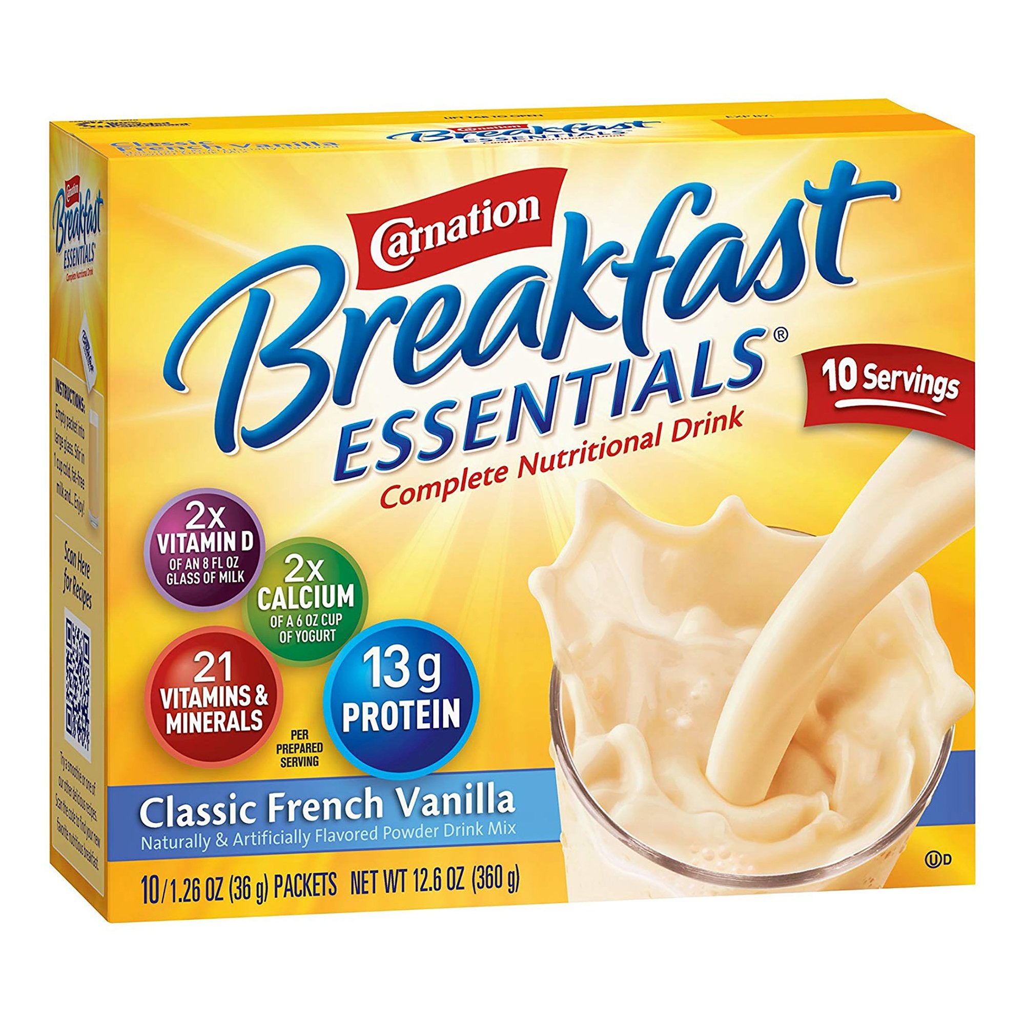 Nestle Clinical Nutritional - Oral Supplement Carnation Breakfast Essentials® French Vanilla Flavor Powder 1.26 oz. Individual Packet [10/BX]