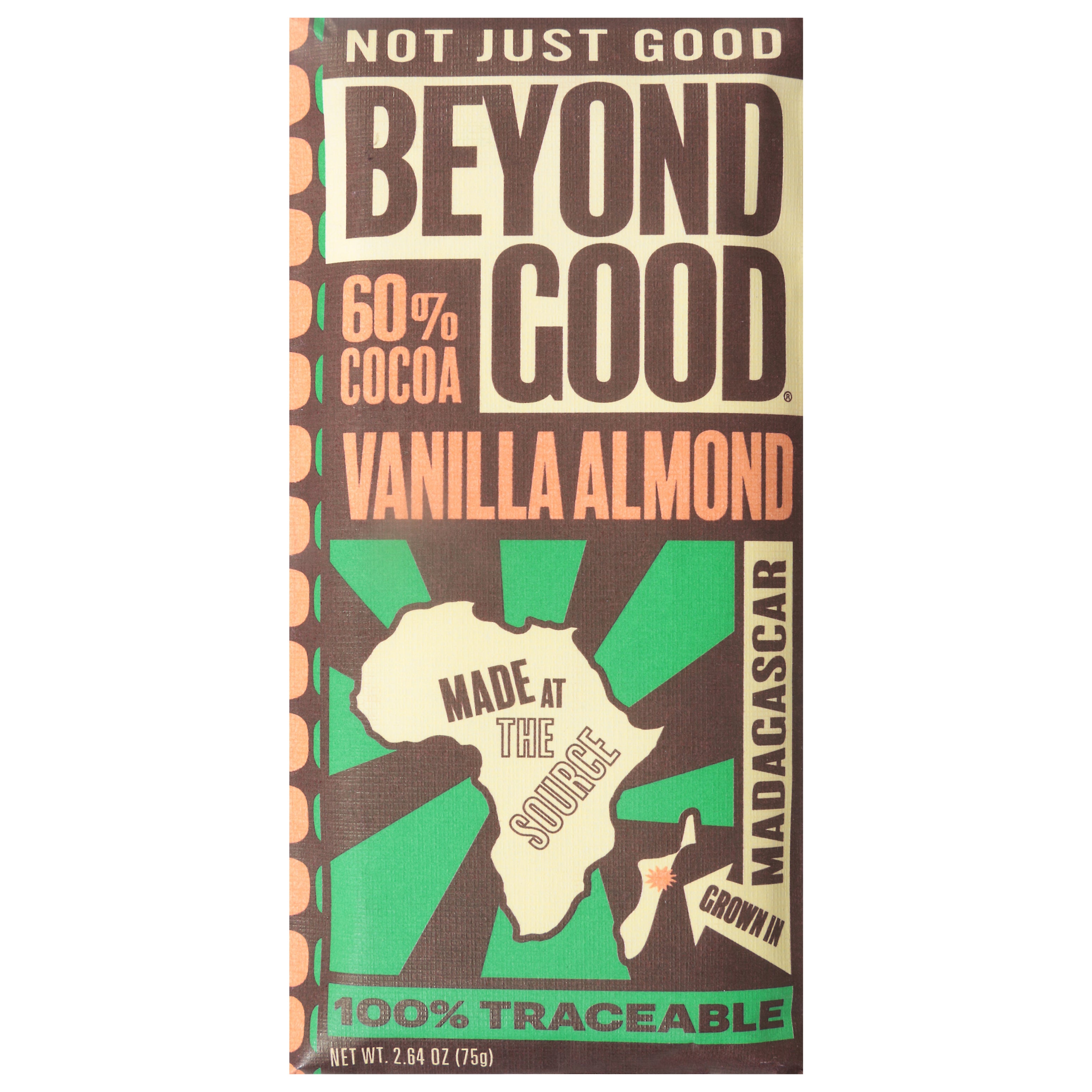Beyond Good 60% Cocoa Vanilla Almond Chocolate 2.64 oz - Case of 12