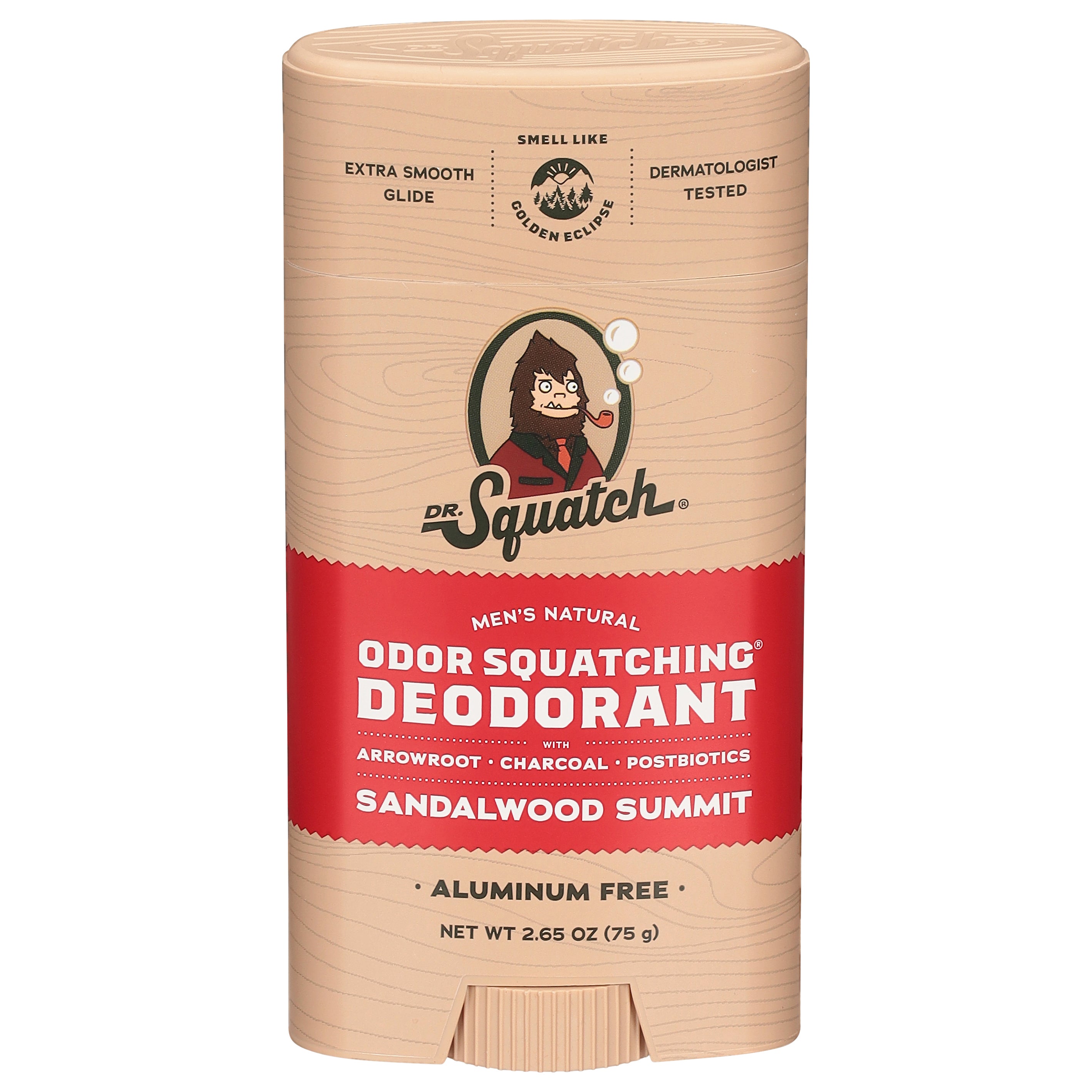 Dr. Squatch Men's Natural Odor Squatching Aluminum Free Sandalwood Summit Deodorant 2.65 oz - Case of 4