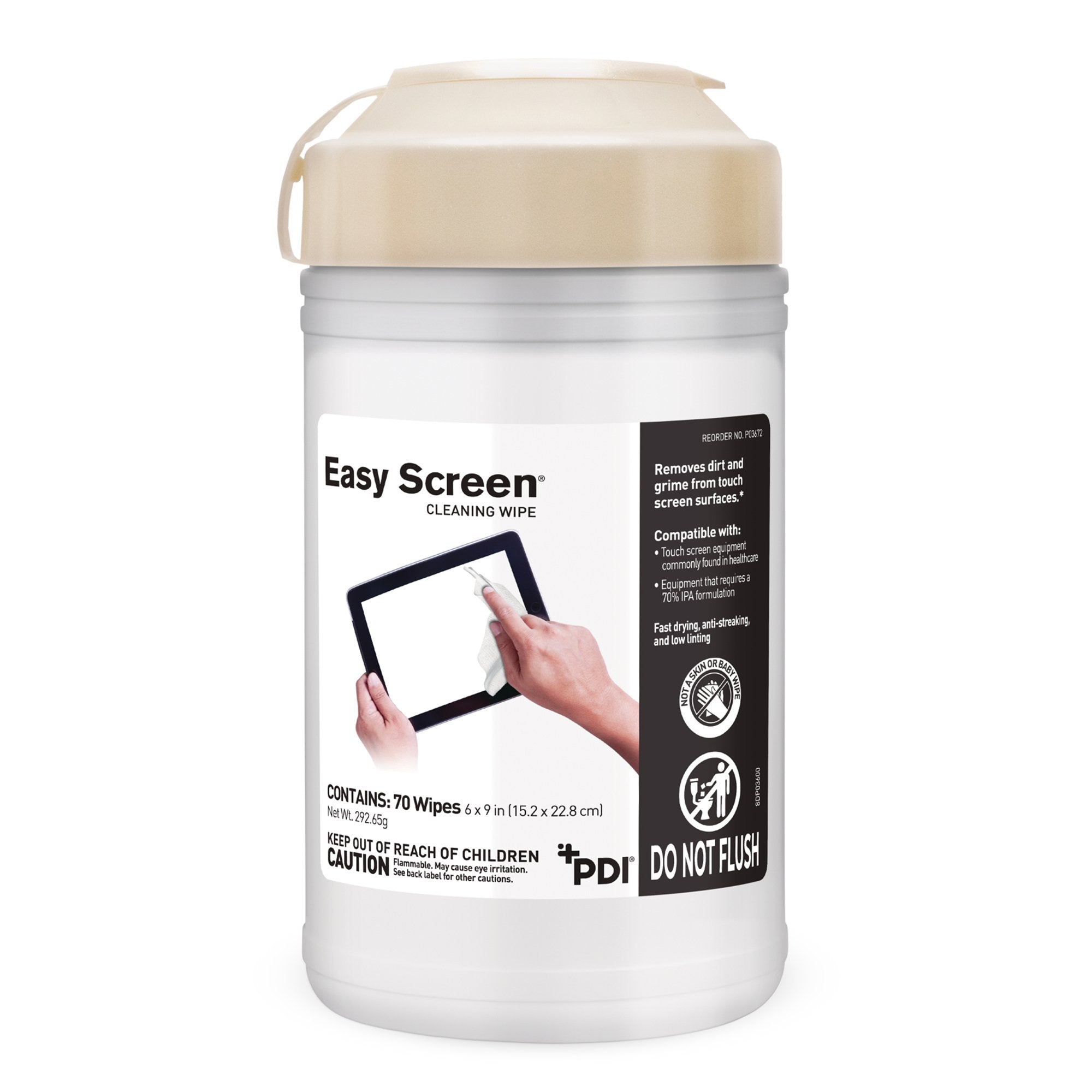 Professional Disposables - Easy Screen® Surface Cleaner Premoistened Alcohol Based Manual Pull Wipe 70 Count Canister Alcohol Scent NonSterile [70/CN]