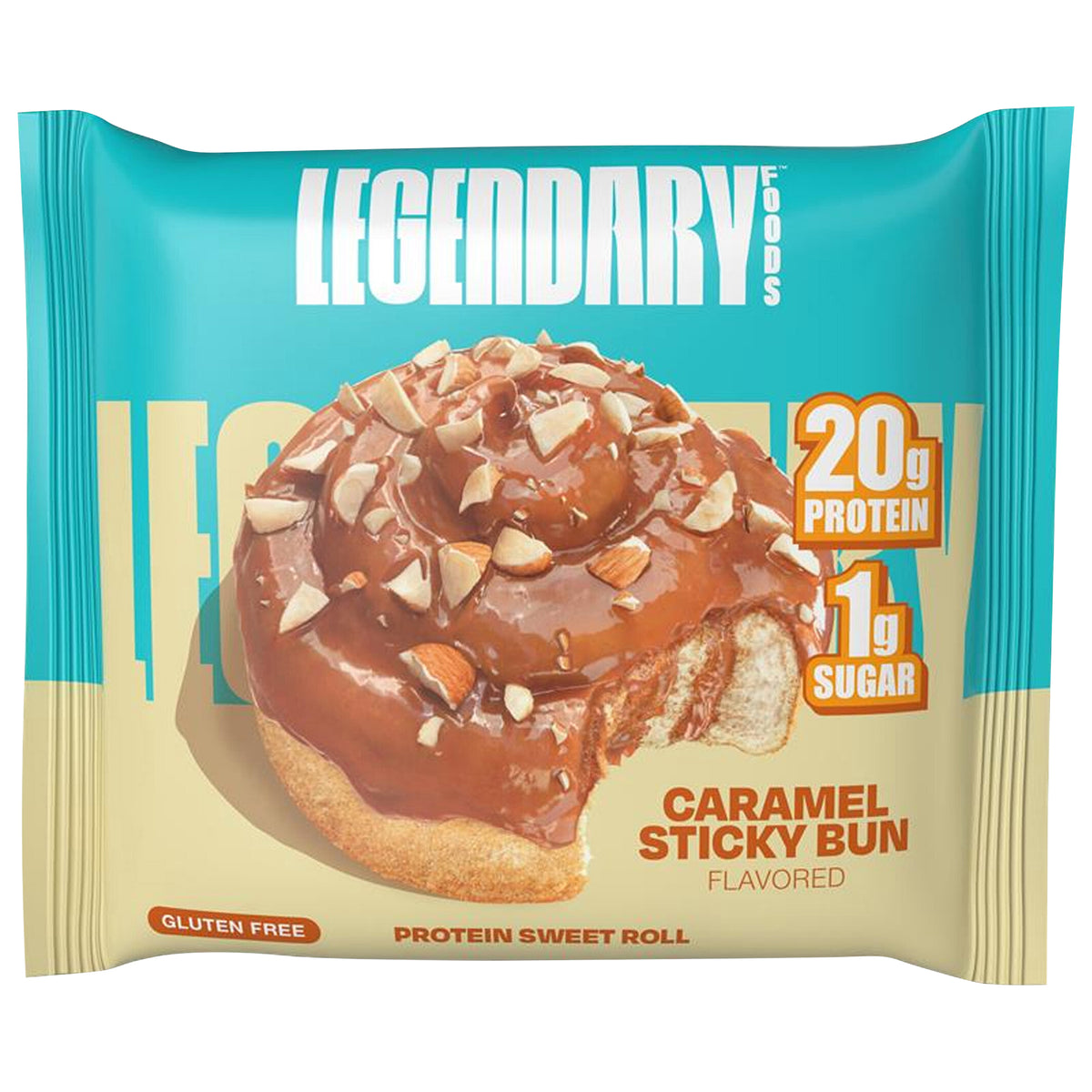 Legendary Foods Gluten Free Caramel Sticky Bun Flavored Protein Sweet Roll 2.3 oz - Case of 8