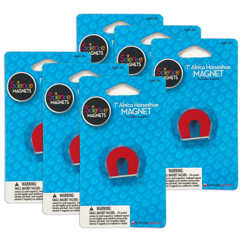 DOWLING MAGNETS - Alnico 1" Horseshoe Magnet, Pack of 6