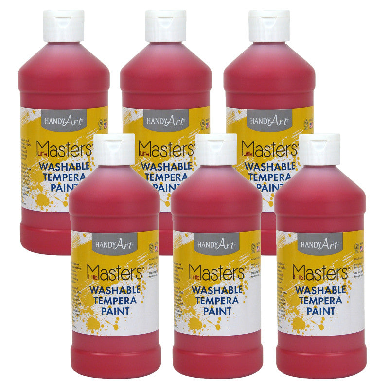 HANDY ART - Little Masters® Washable Tempera Paint, Red, 16 oz., Pack of 6