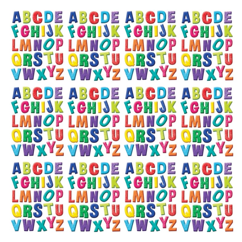 EUREKA - Color My World Alphabet Window Clings, 12 Sheets