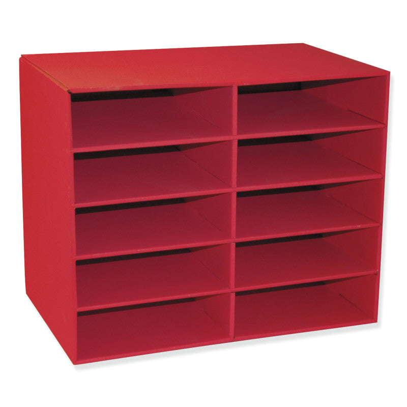 CLASSROOM KEEPERS - 10-Shelf Organizer, Red, 17"H x 21"W x 12-7/8"D, 1 Organizer