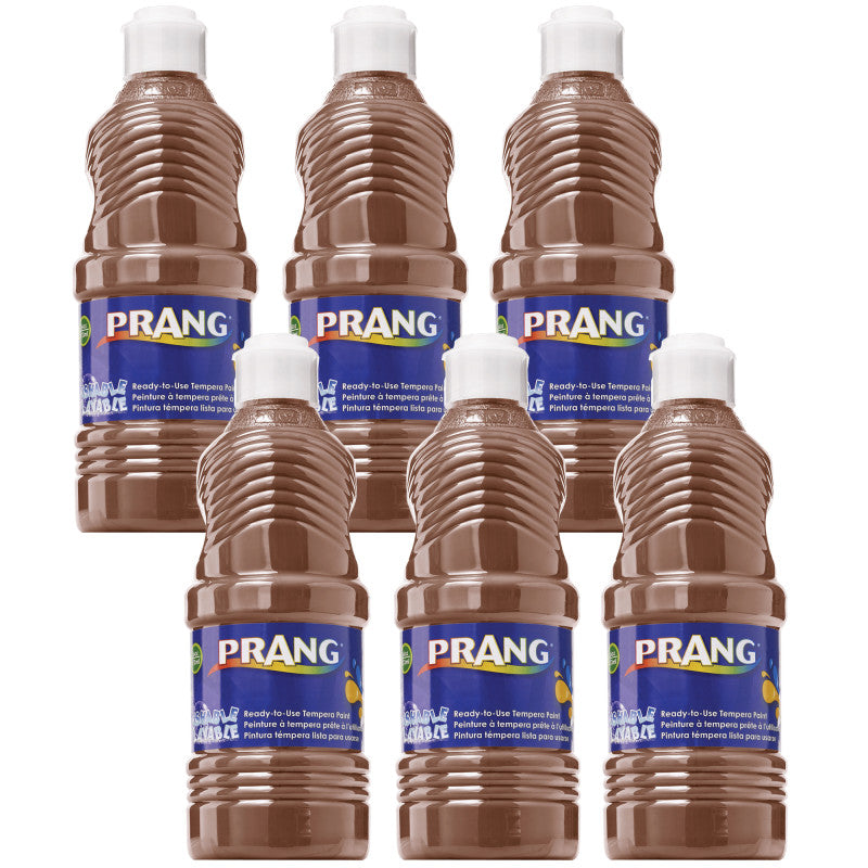 PRANG - Washable Tempera Paint, Brown, 16 oz, Pack of 6