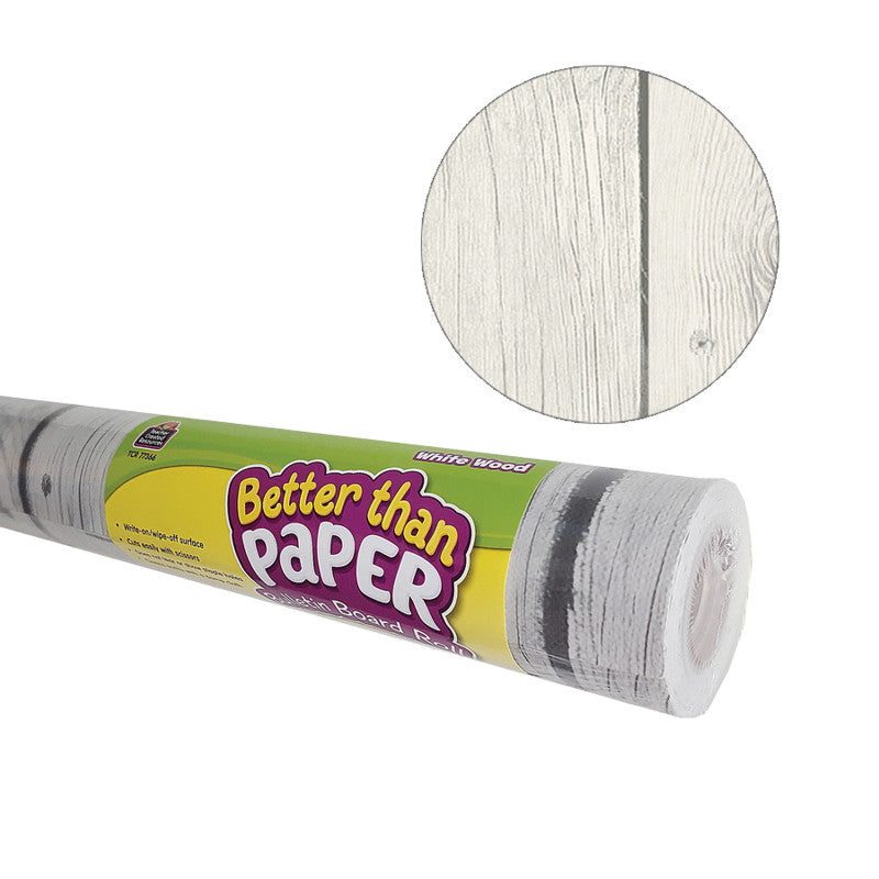 TEACHER CREATED RESOURCES - Better Than Paper® Bulletin Board Roll, 4' x 12', White Wood Design, 4 Rolls