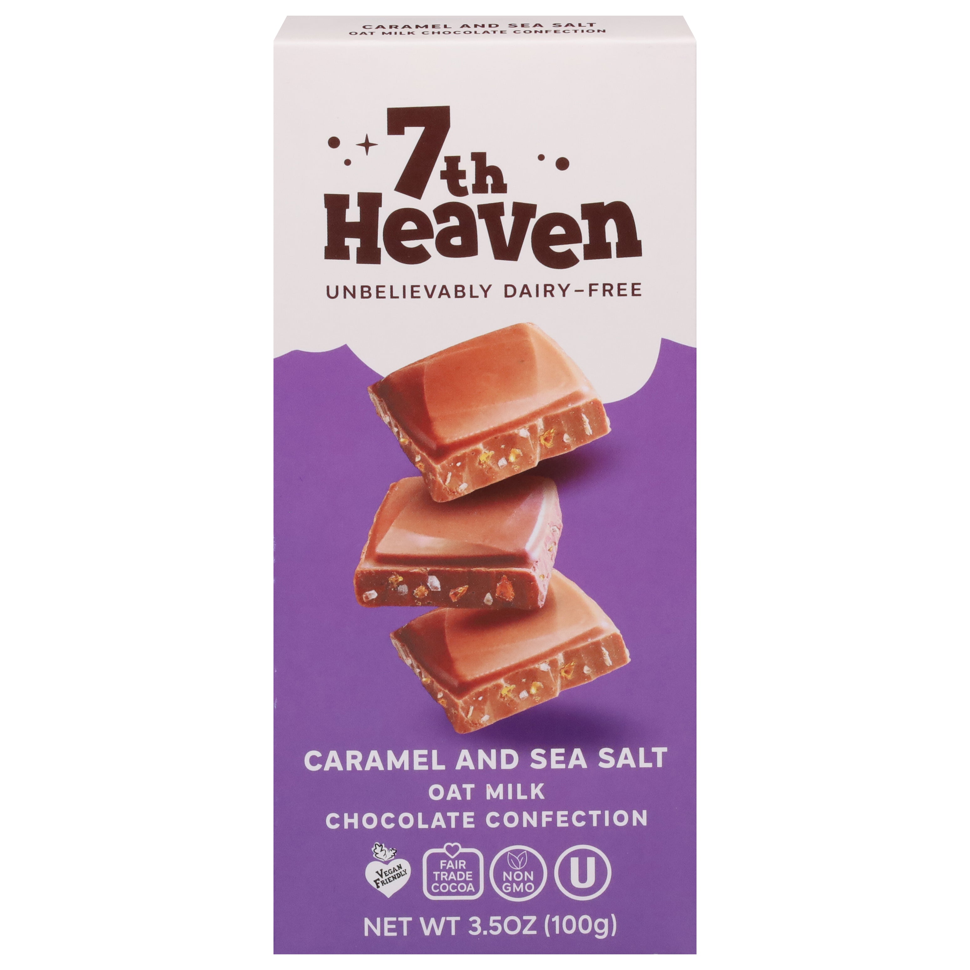 7th Heaven Oat Milk Caramel and Sea Salt Chocolate Confection 3.5 oz - Case of 14