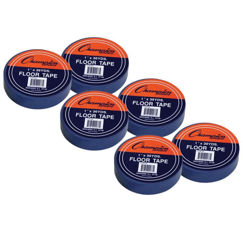 CHAMPION SPORTS - Floor Marking Tape, 1" x 36 yd, Blue, 6 Rolls