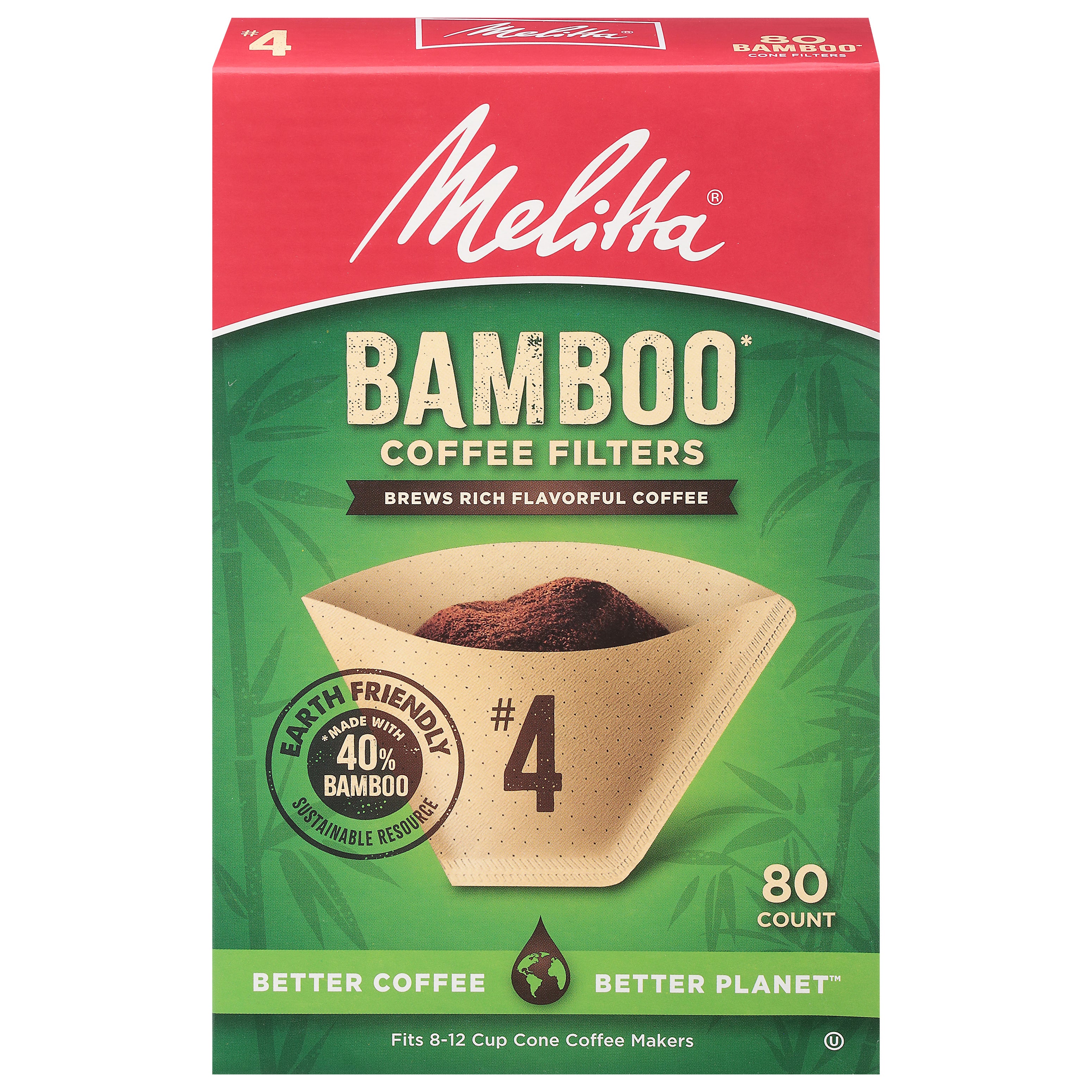 Melitta No. 4 Bamboo Coffee Filters 80 ea - Case of 1