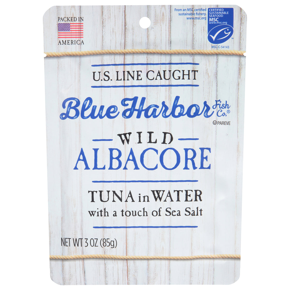 Blue Harbor Fish Co. Wild Albacore Tuna in Water 3 oz - Case of 12