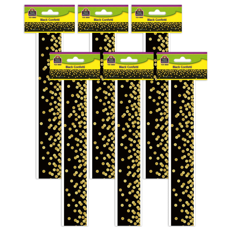 TEACHER CREATED RESOURCES - Black Confetti Straight Border Trim, 35 Feet Per Pack, 6 Packs