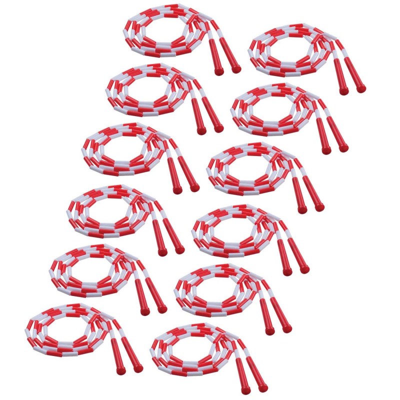 CHAMPION SPORTS - Plastic Segmented Jump Rope 7', Red & White, Pack of 12