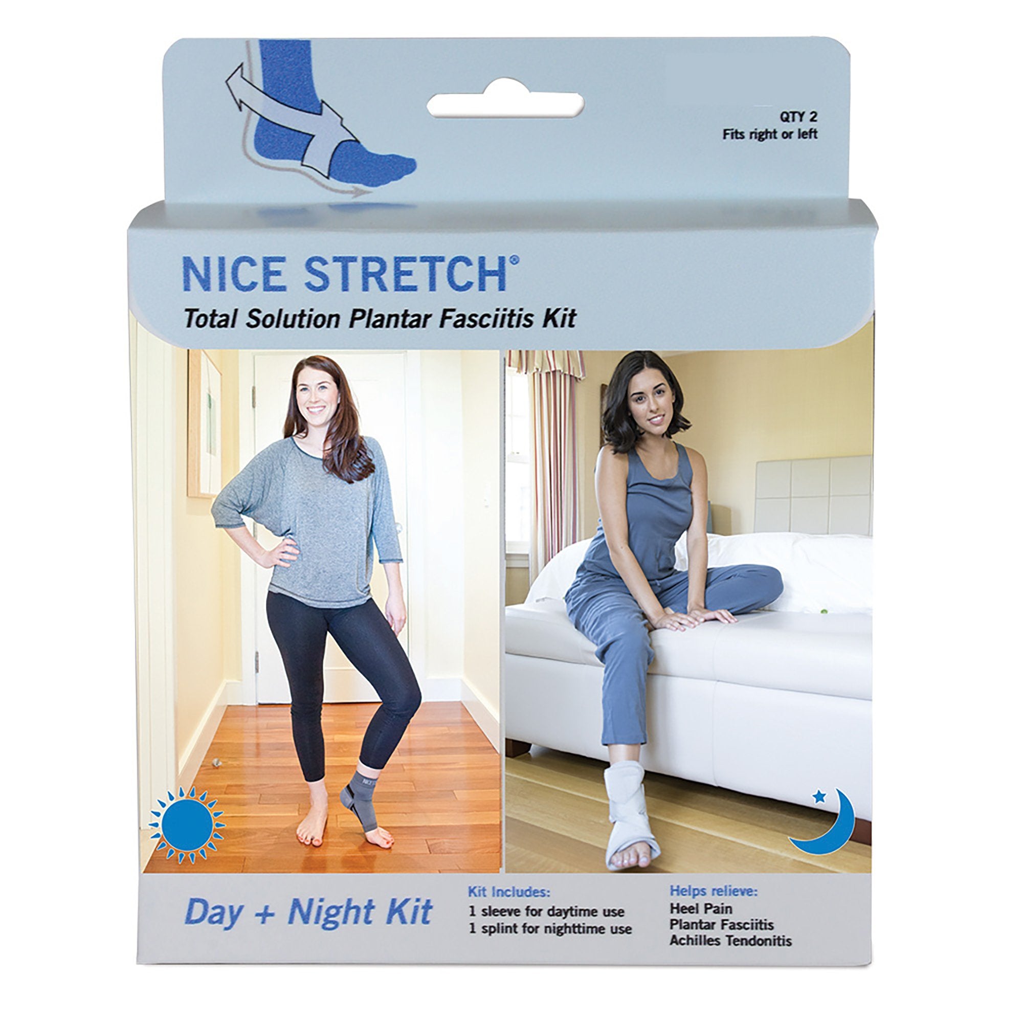 Brownmed - Plantar Fasciitis Support Kit Nice Stretch® Total Solution Plantar Fasciitis Relief Kit Small / Medium Hook and Loop Closure / Pull-On Sleeve: Male 5 and Under / Female 6 and Under Splint: One Size Fits Most Left or Right Foot [1/EA]