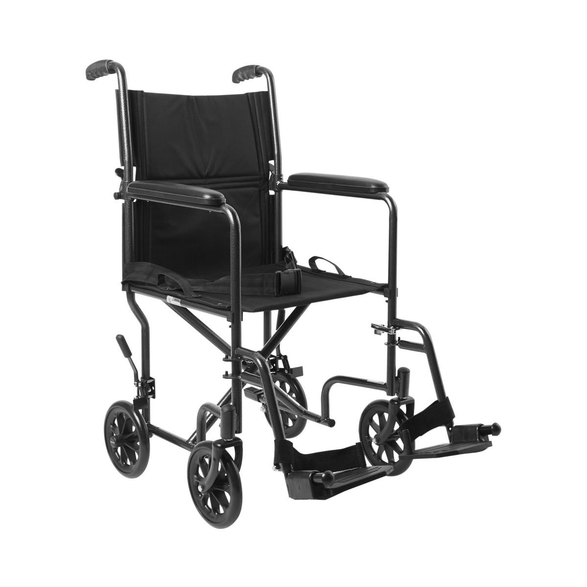 McKesson Brand - Transport Chair McKesson 19 Inch Seat Width Full Length Arm Swing-Away Footrest Steel Frame with Silver Vein Finish [1/EA]