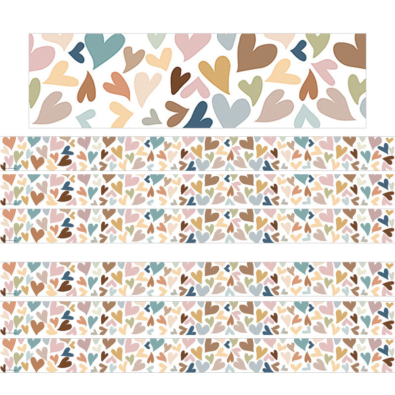TEACHER CREATED RESOURCES - Everyone is Welcome Hearts Straight Border Trim, 35 Feet Per Pack, 6 Packs
