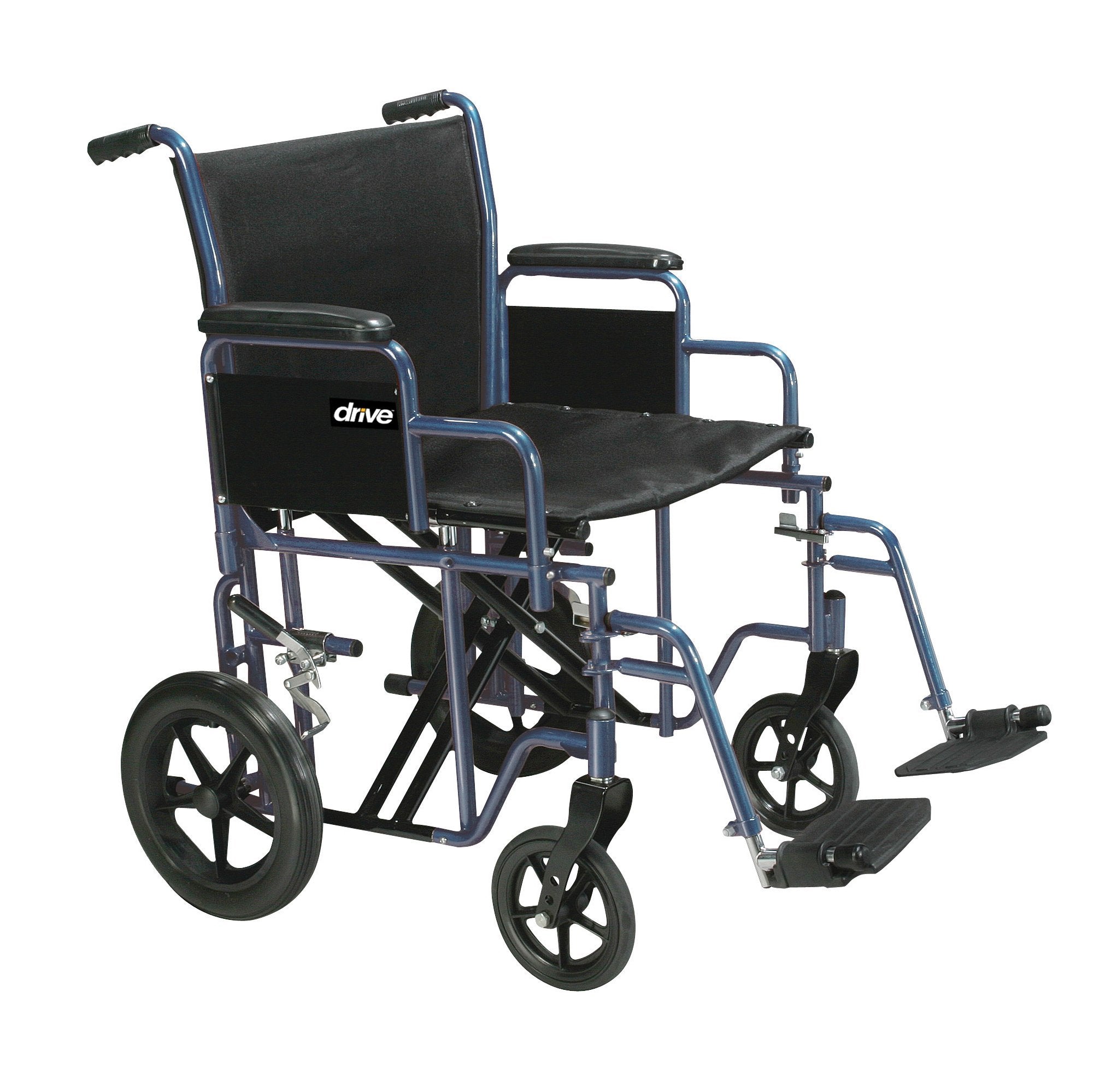 Drive Medical - Transport Chair drive™ 20 Inch Seat Width Desk Length Arm Swing-Away Footrest Steel Frame with Blue Finish [1/EA]