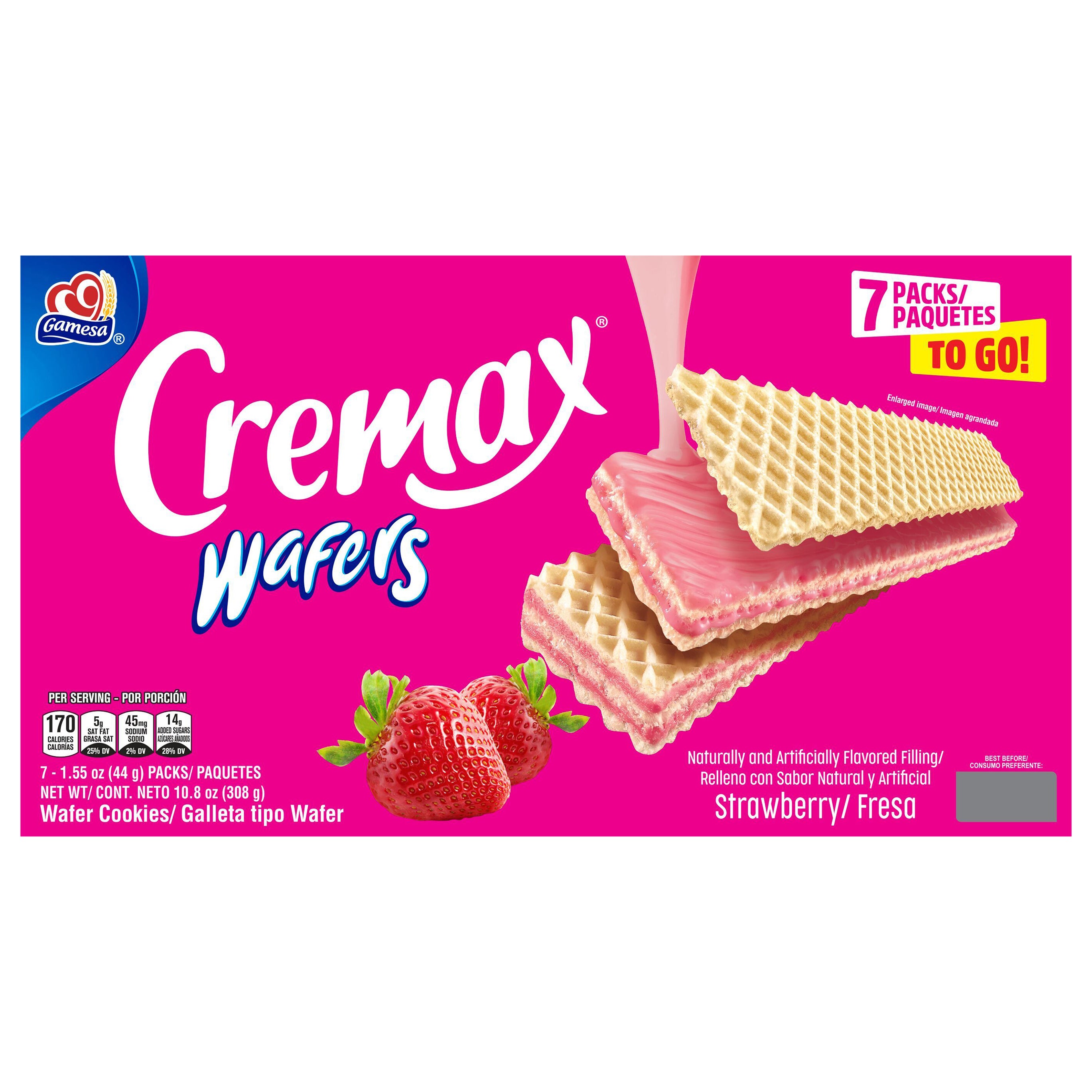 Gamesa Cremax Wafer Cookies Strawberry 10.8 Oz 7 Count - Case of 14